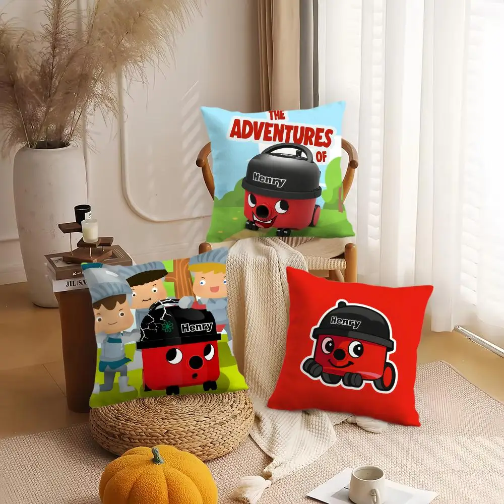 Anime H-Henry Hoover Cushion Cover Silky Short Plush Double-Sided Printed Pillow Case for Sofa All Seasons Home Decor Gift