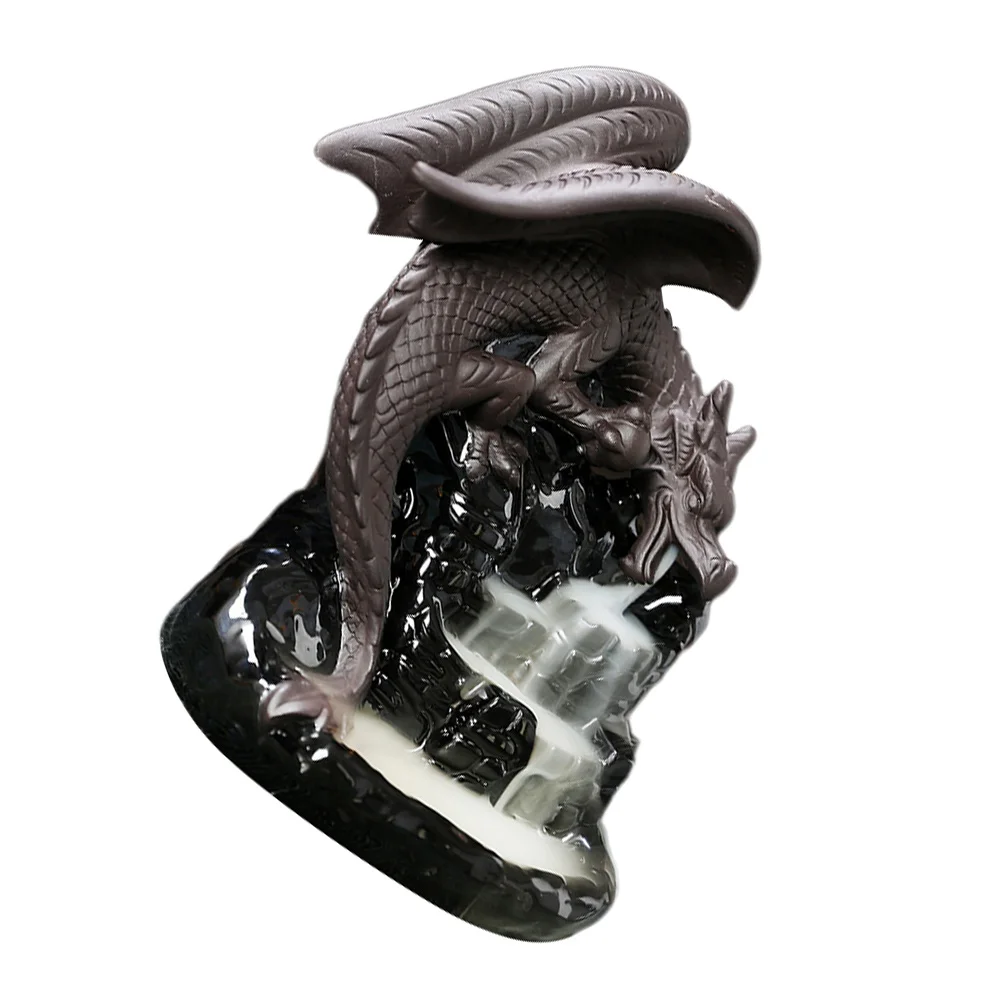

Ceramic Dragons Backflow Censer Incense Burner Household Aromatherapy Desk Decor Waterfall Art