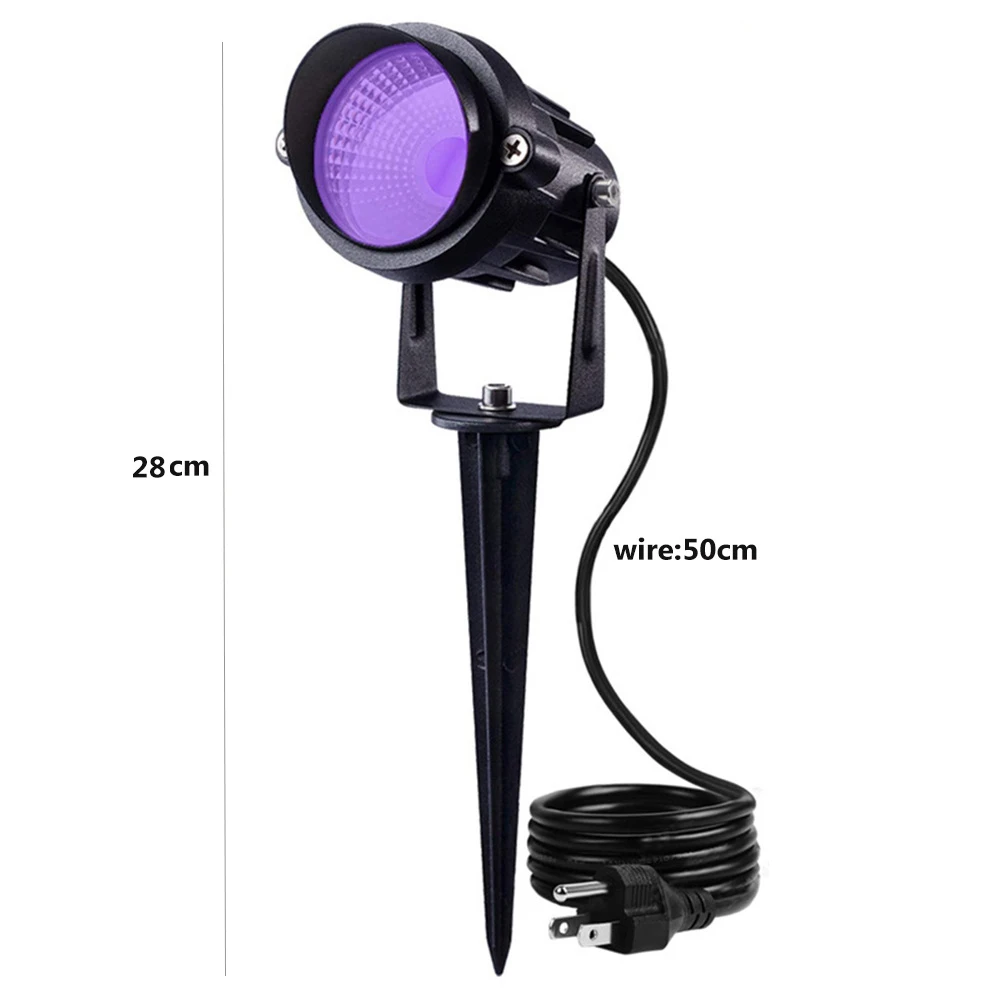 Lampe de pelouse LED UV 10W avec technologie COB, imperméable, lumière noire, projecteur à pic, affiche fluorescente, peinture, drapeau, arbre de cour