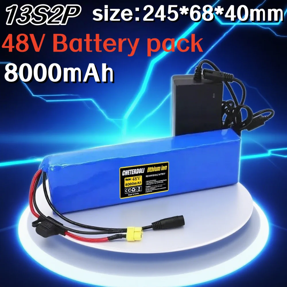 

48V 8000mAh 18650 lithium-ion battery pack 13S2P for Electric Vehicle & Motorcycle, DIY Battery with BMS .