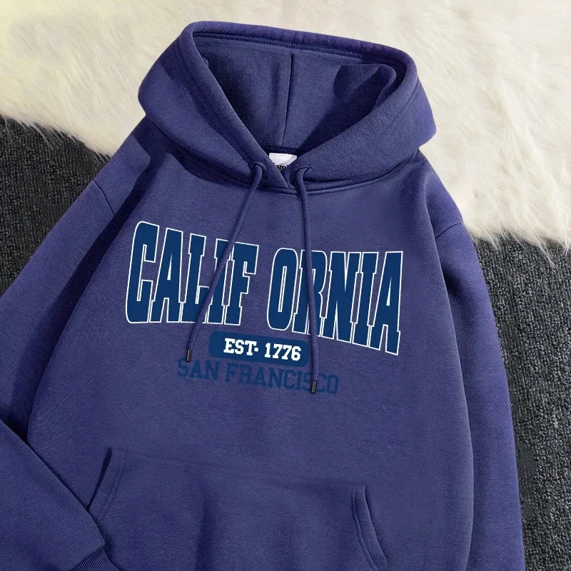 الخريف الشتاء المرأة هوديس كاليفورنيا Est 1776 سان فرانسيسكو البلوزات المطبوعة الدافئة مريحة البلوز عارضة قمم الرجعية