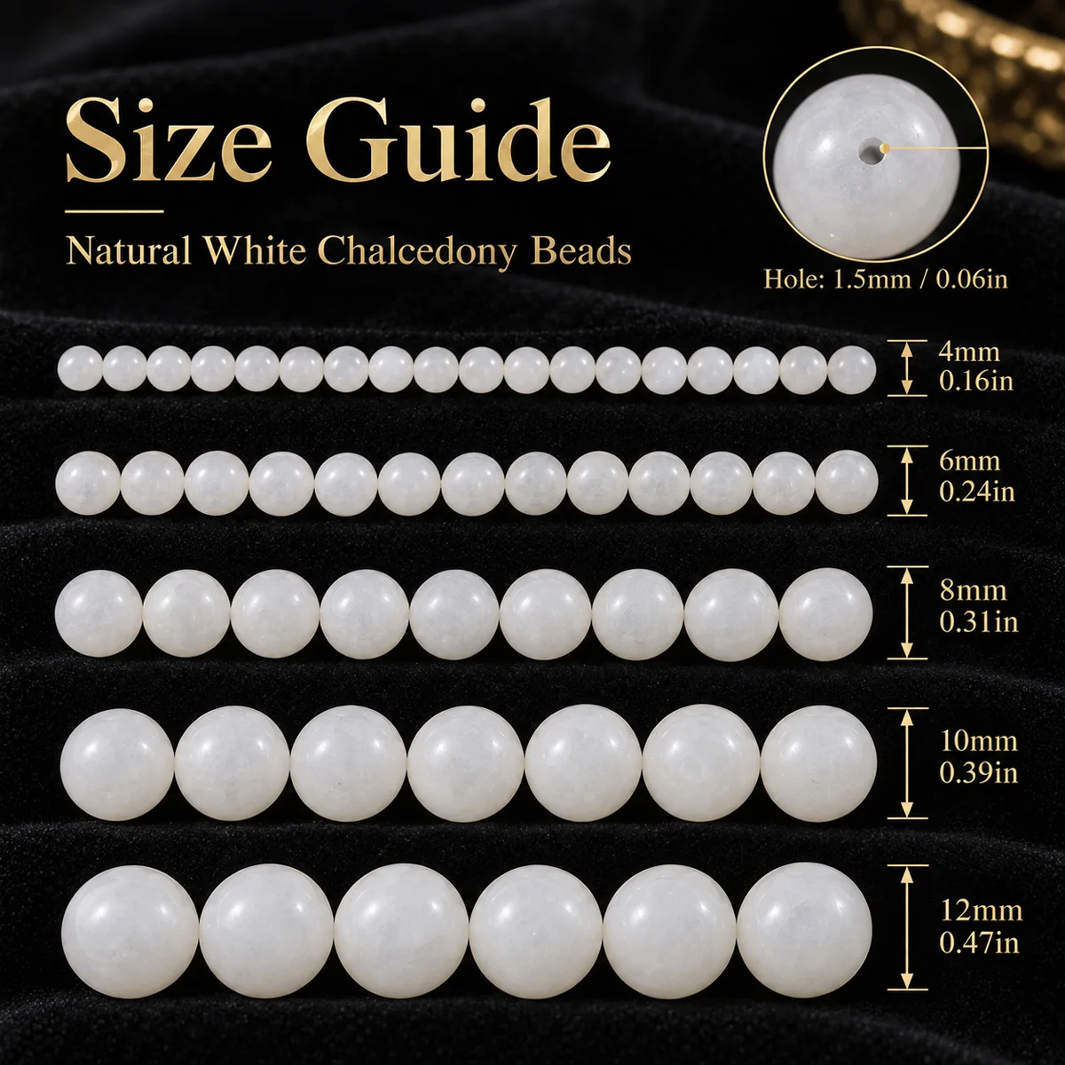 4/6/8/10/12mm Half Strand Natural Stone White Marble Round Loose Beads Spacer Beads for DIY Bracelet Necklace Jewelry Making