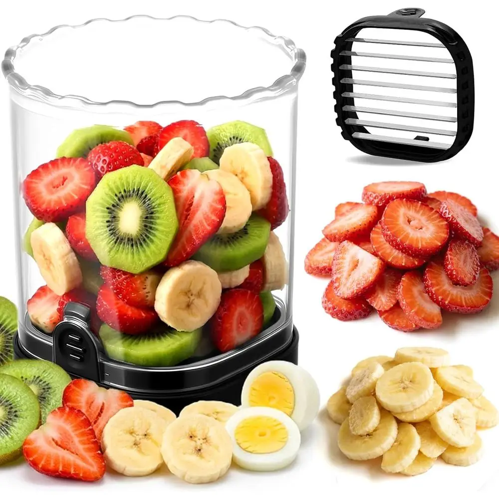 

Slicer with Stainless Steel Blades | Egg & Fruit Slicer Cup or Banana, Cucumber, Mushroom | ABS Detachable Kitchen Gadget - Prec