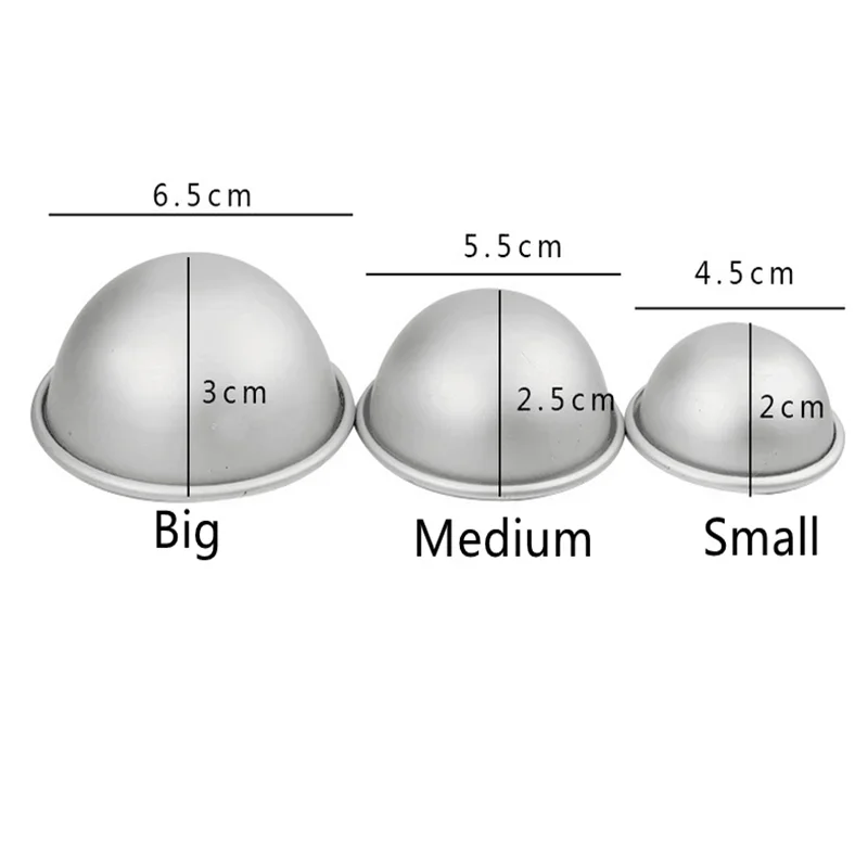 Moule à bombe de bain en aluminium 6 pièces/ensemble, boule en alliage d'aluminium, sphère de cuisson de gâteaux pour enfants, moule à mousse pour sel de bain et douche