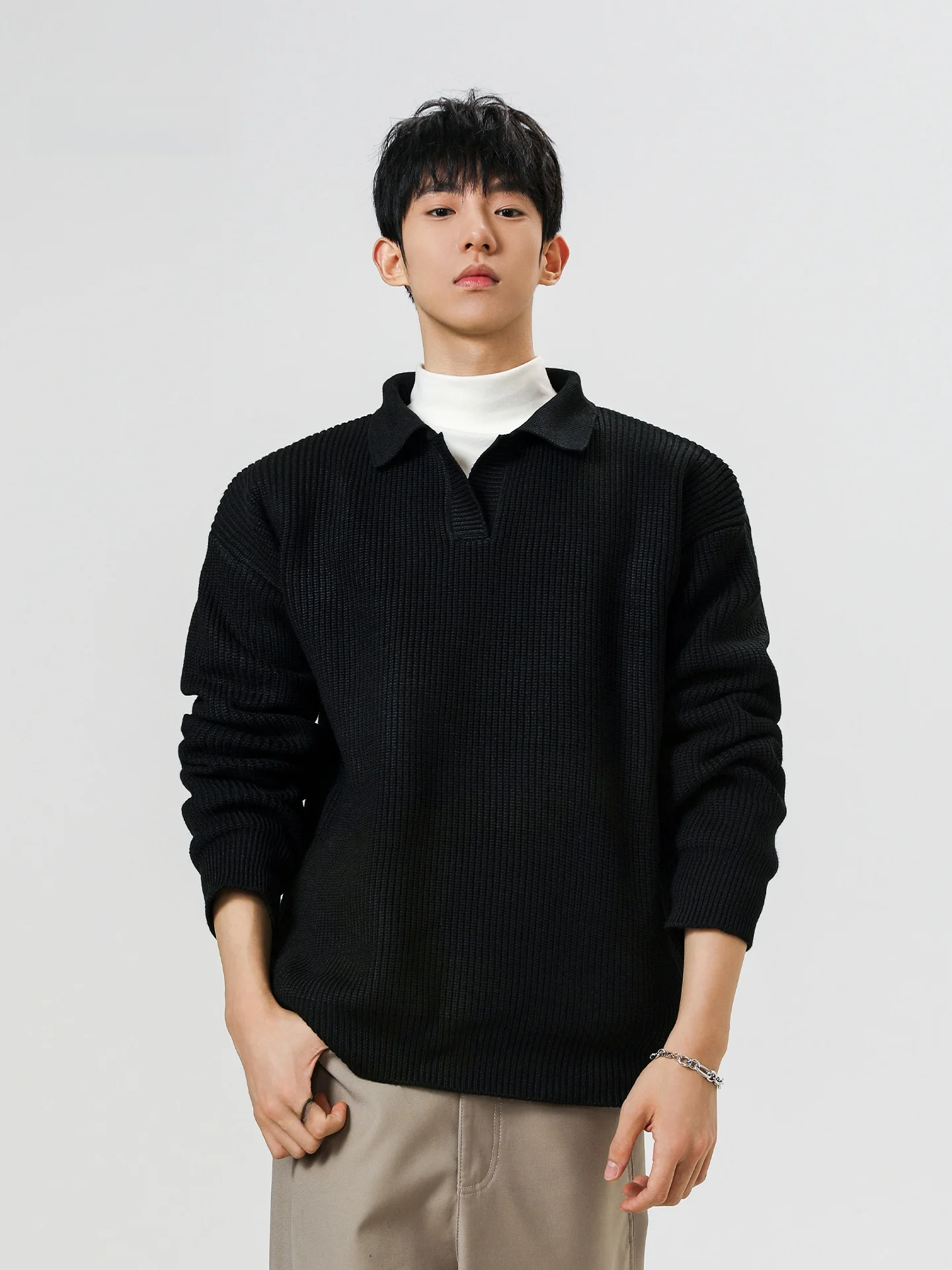 

Retro Sea Eagle Collar Sweater Men's Casual Knittedwear American Sle Autumn Winter New Faion Soft Comfortable Long Sve...