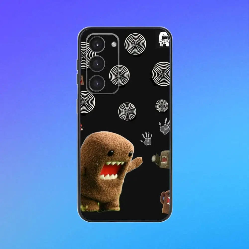 Urocze etui na telefon z miękkiego materiału z motywem Domo-kun, czarne, do Samsung Galaxy A73, A72, A71, A53, A52