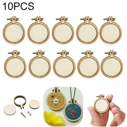 10Pcs/Set Mini Wooden Cross Stitch Frame Embroidery Hoop Ring Crafts DIY Cross Stitch Sewing Kit Handmade