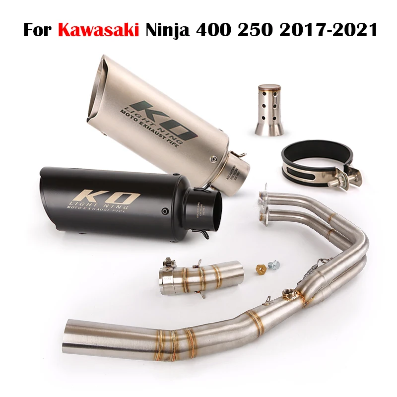 

For Kawasaki Ninja 400 250 2017-2021 Motorcycle Exhaust System Slip 51mm Stainless Steel Front Mid Pipe Muffler Escape DB Killer