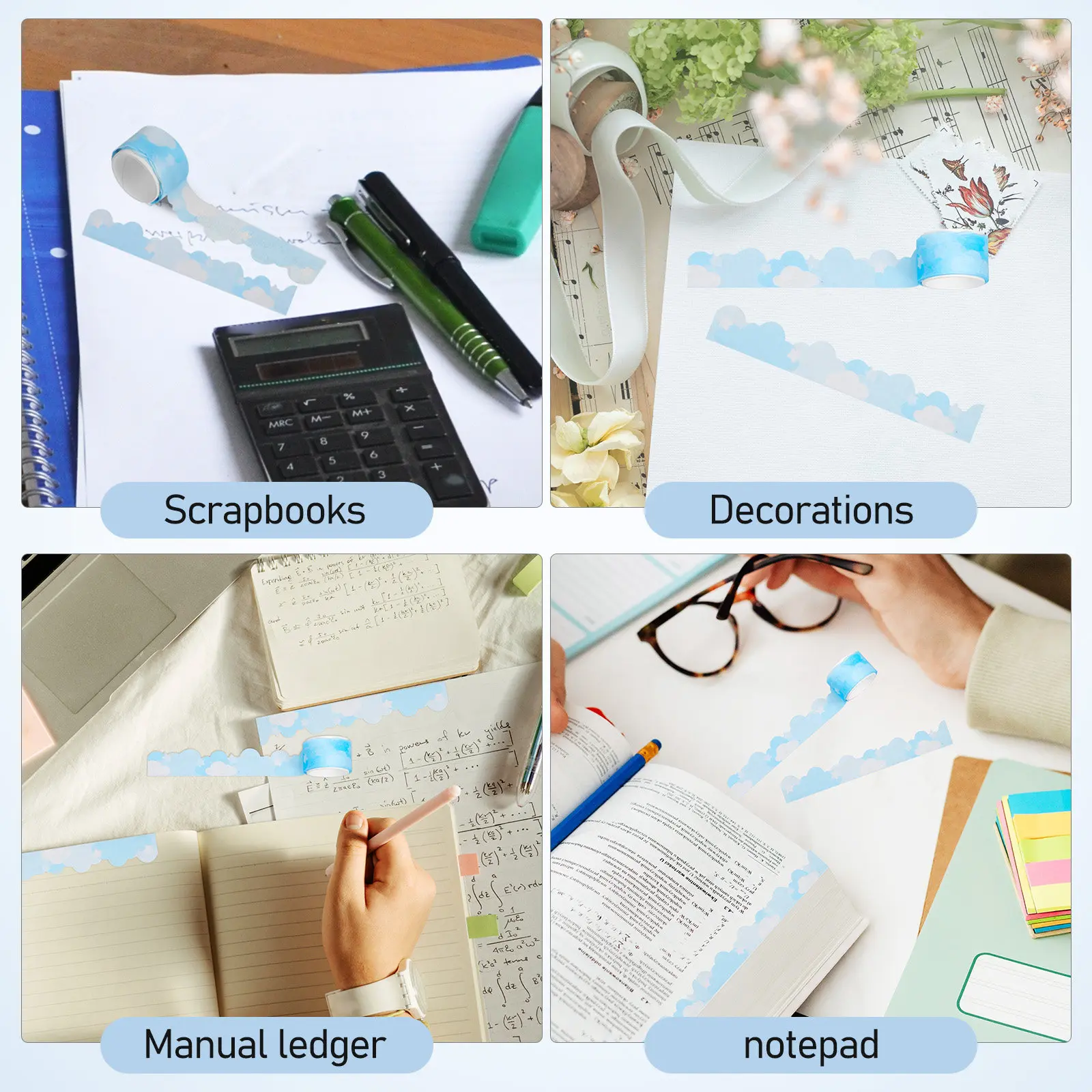 

2 рулона эстетичной декоративной ленты васи для скрапбукинга, ведения дневников, рукоделия и DIY-проектов, тонкая клейкая бумажная лента в рулоне