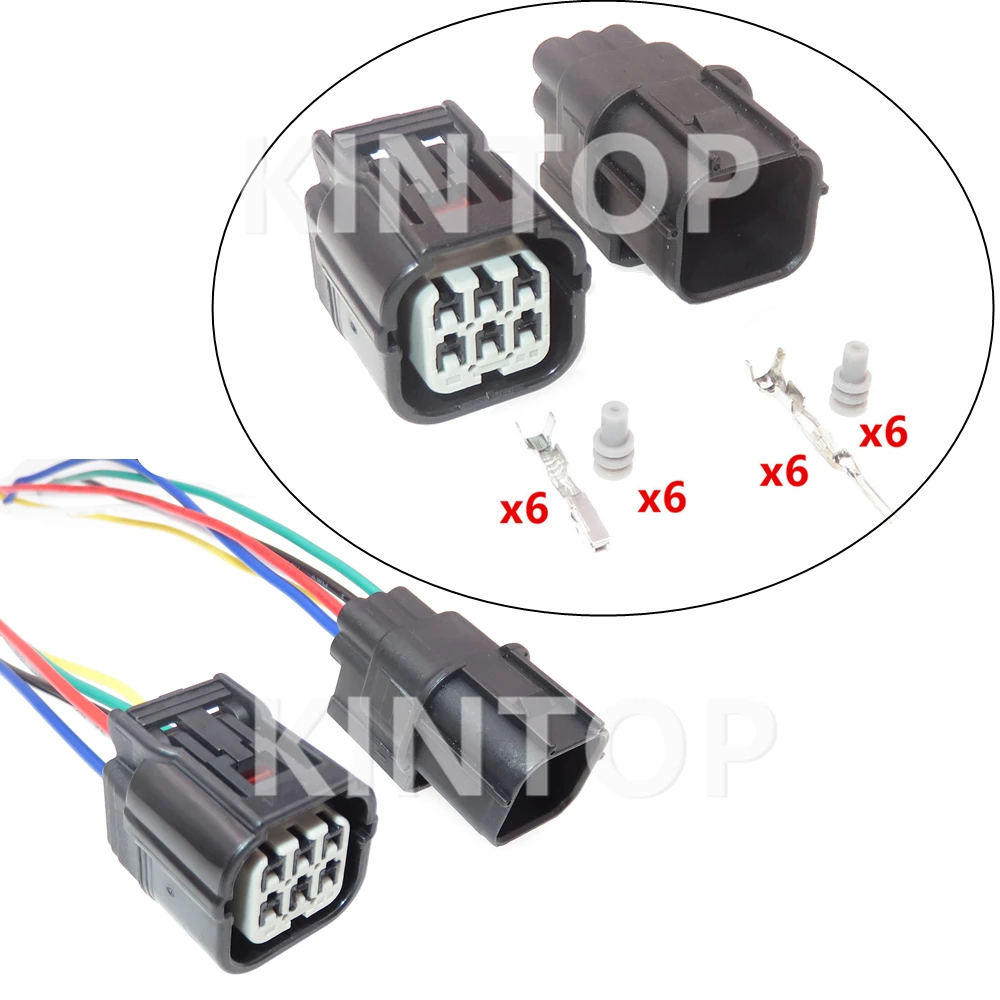 1 Set 6 Pins Auto AC Assembly Wire Harness Connector 6188-4908 6189-7040 Automobile Oxygen Sensor Waterproof Socket For Honda