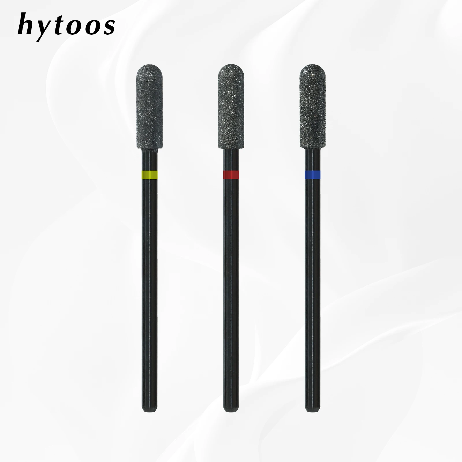 HYTOOS Rounded Top Diamond Nail Drill Bits Black Pro Russian Cuticle Bit for Nail Dead Skin Cuticle Cleaner Pre-treatment Tools