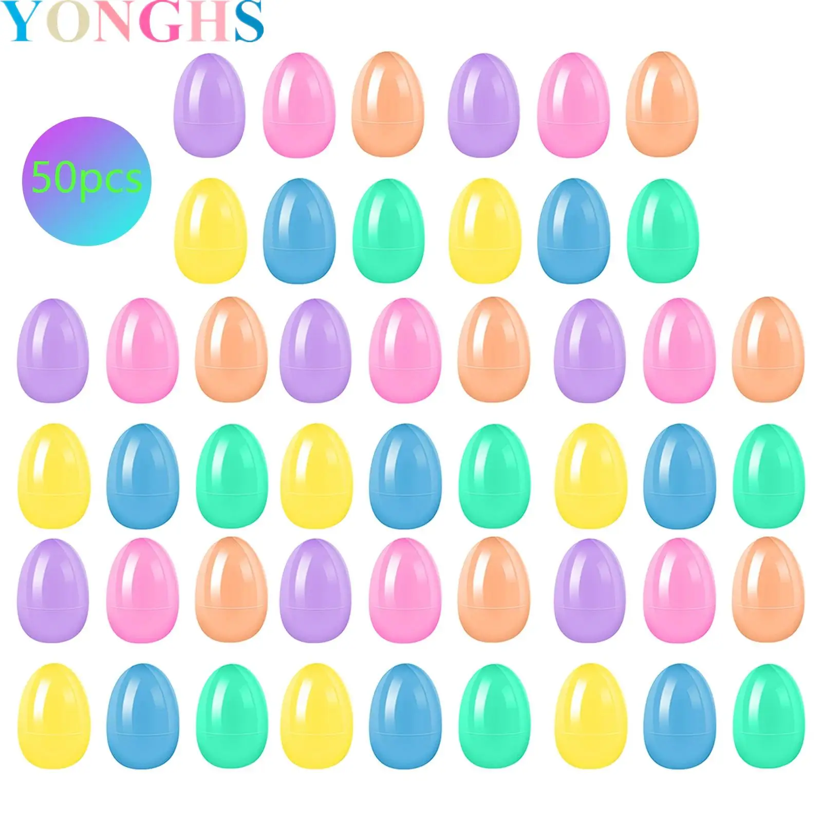 

50 Pcs Fillable Easter Eggs Colorful Bright Assorted Colors Plastic Easter Eggs Perfect for Easter Egg Hunt Celebration