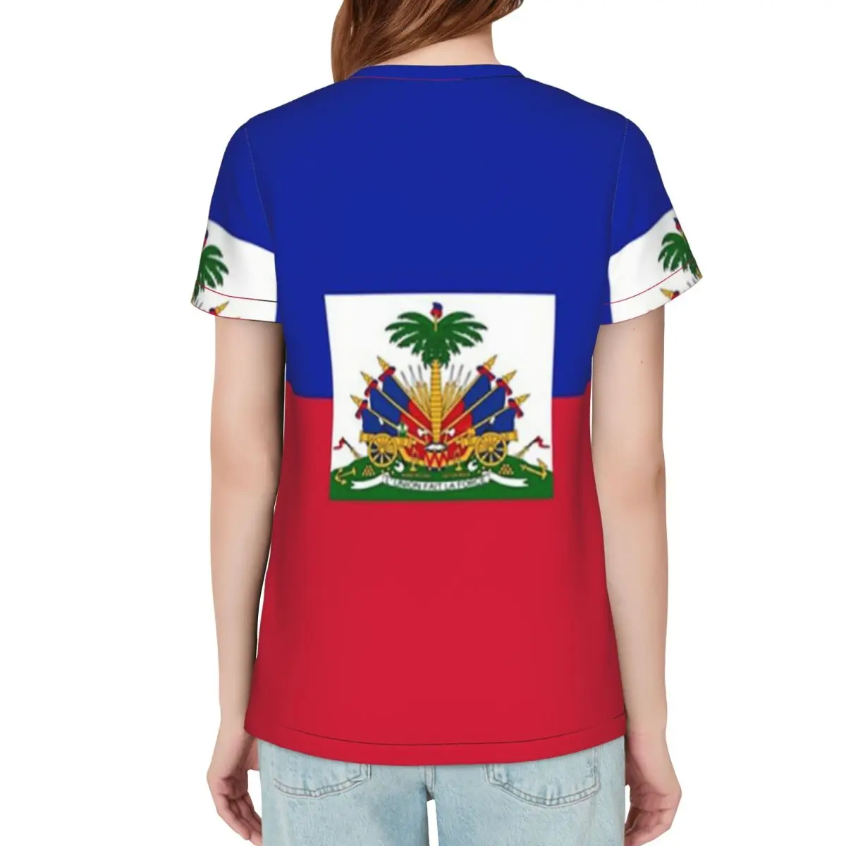Flag Of Haiti Haitian T-Shirt Women Short Sleeve T Shirts Round Neck Clothes Cotton Summer Tees Streetwear
