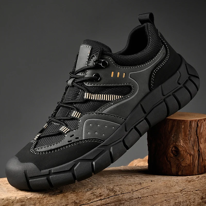 

Кожаная походная обувь, мужская повседневная уличная дорожная рабочая одежда с мягкой подошвой, дышащая удобная мужская обувь с круглым носком