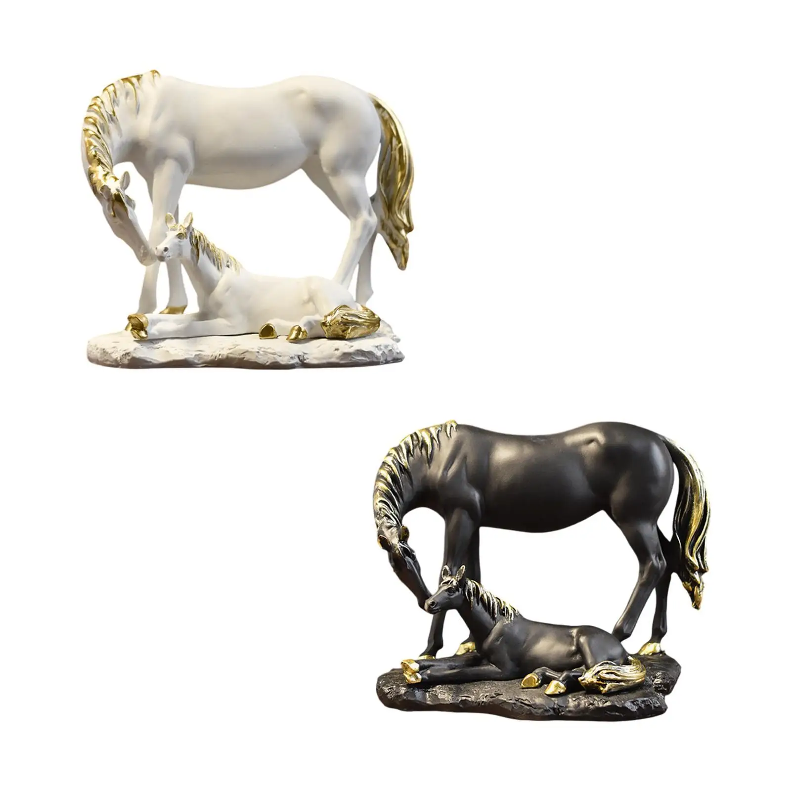 Resin Horse Statue Figurines Mother and Child Horse Entrance Mantle Office Decorations Fireplace Bedroom Resin Horse Ornament