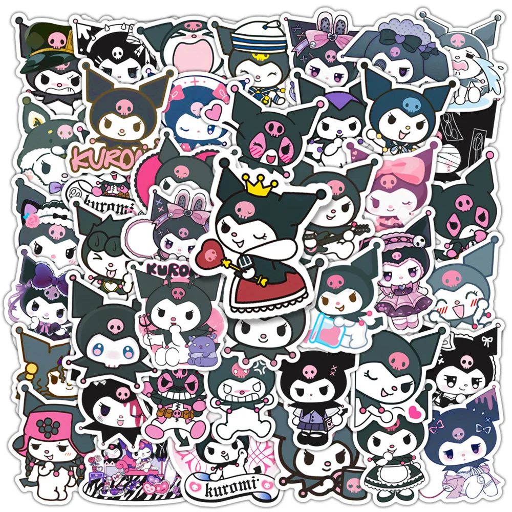 Pegatinas impermeables de Anime Kuromi para niños, calcomanías Kawaii para ordenador portátil, nevera, cuaderno, Decoración, regalo, 10/30/50 piezas