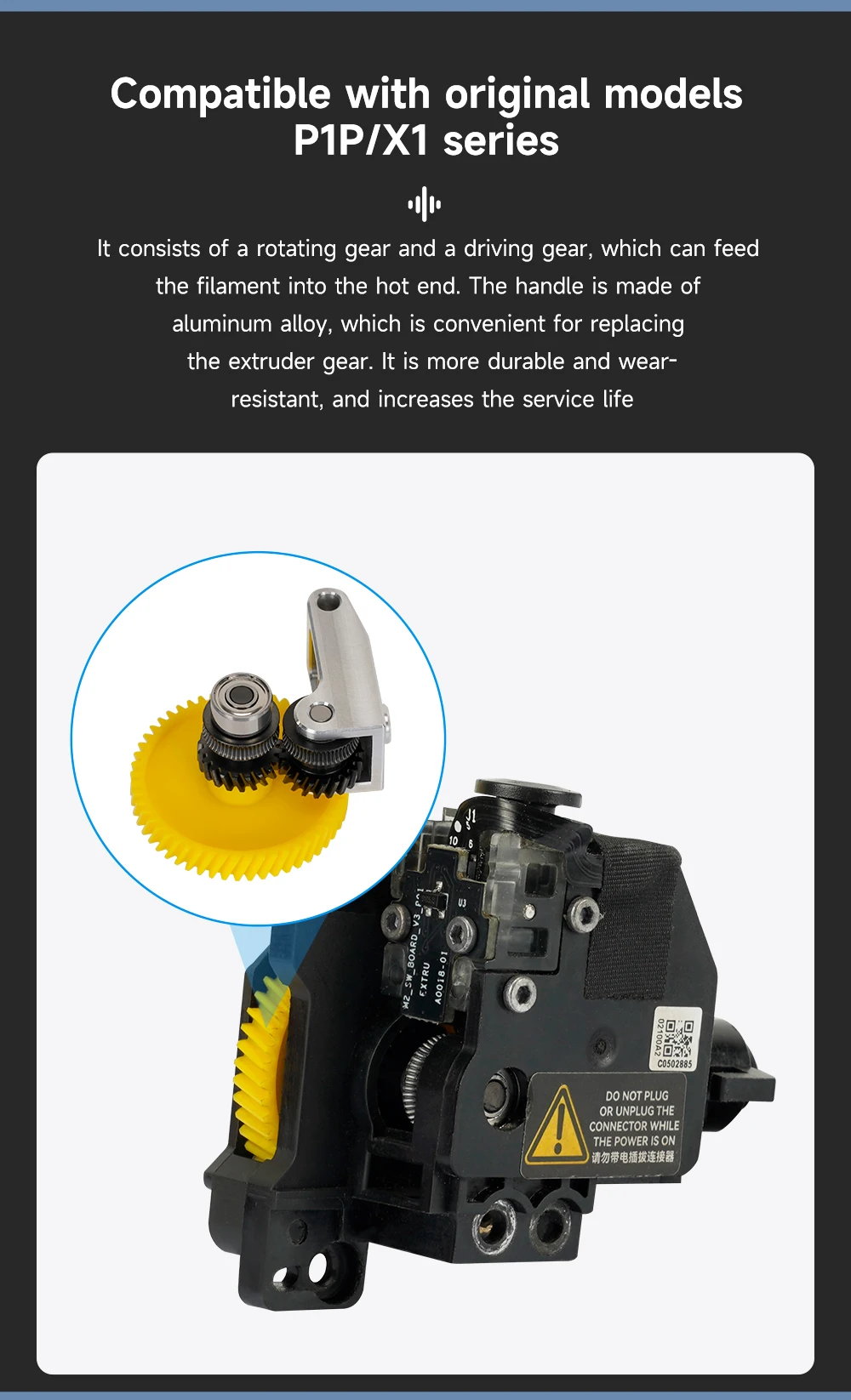 Für Bambu Lab Extruder-Zahnrad aus gehärtetem Stahl, Upgrade-Baugruppe für Bambulab P1S P1P X1 X1C Extruder-Zahnrad, 3D-Drucker-Zubehör! – Detail 4
