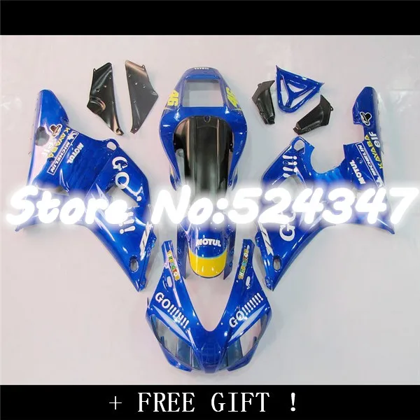 Hey-quality fairings for YZF R1 98 99  YZF-R1 YZF1000 R1 98 99  YZF R1 1998 1999 ABS fairing kits Blue gogo for Yamaha