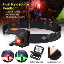 Outdoor Camping Running Headlight Dual Light Source Lighting Flashlight Fishing Headlight