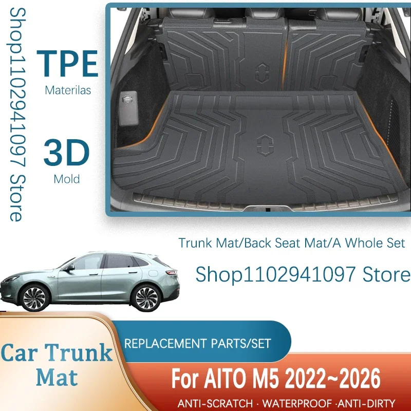 

Car Rear Trunk Mat For AITO M5 Seres M5 2022 2023 2024 2025 2026 5seat Waterproof Cover Storage Pad Cargo Liner Auto Accessories