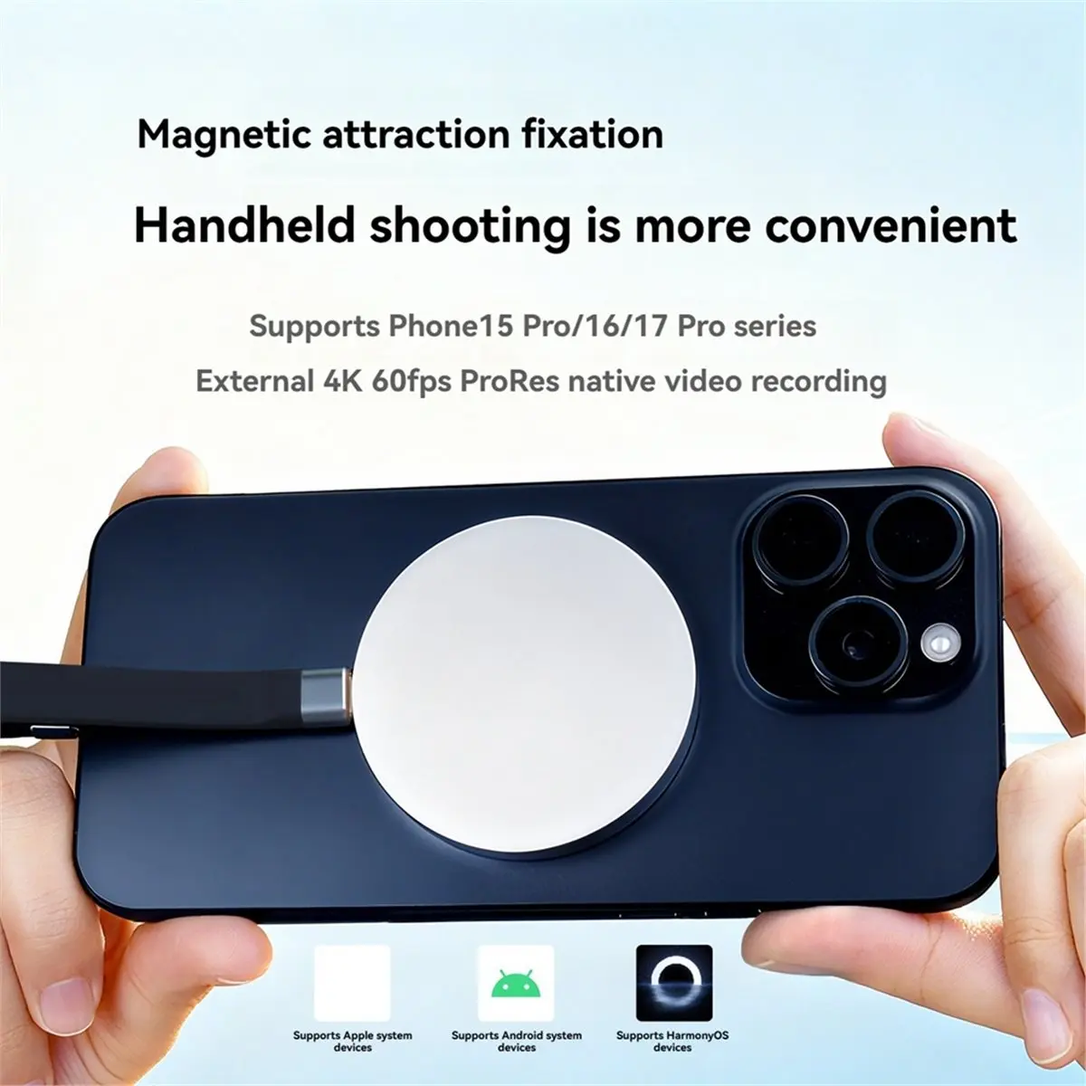 [VALUE PACK]1TB Magnetic External SSD 2000MB/S Portable Solid State Disk for 15 Pro/16/17 Pro 4K ProRes HDR Record and Store