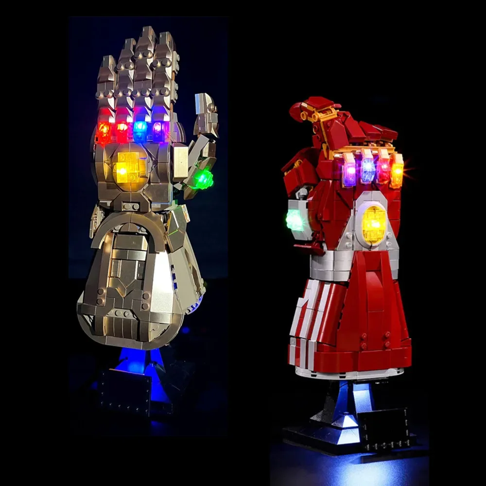 Disney LED FOR Lighting Infinity Nano Ironmans Gauntlet Thanos Gauntlet Avenger Toys Building Block Bricks Kid Gift