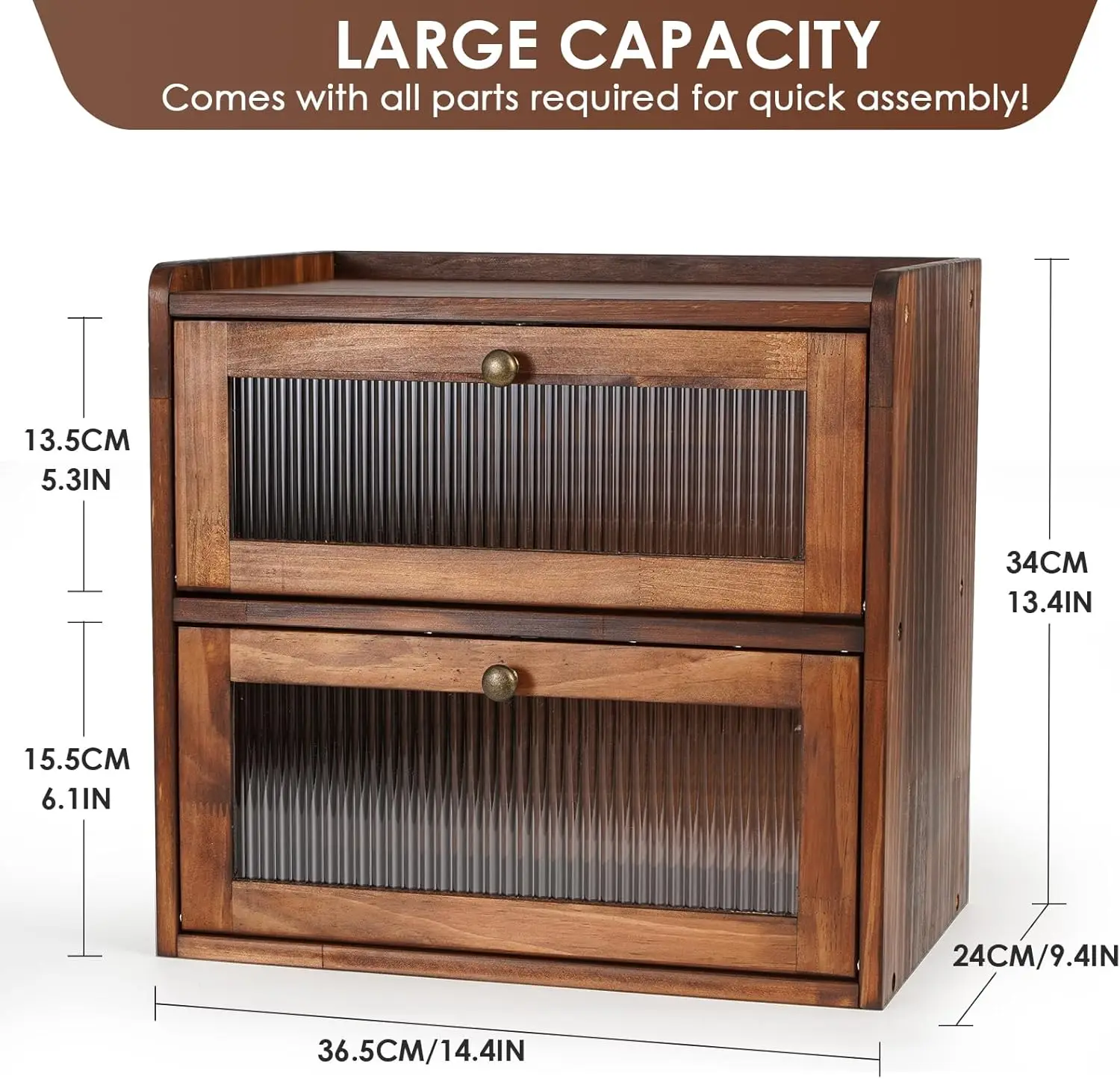 

Bread Box for Kitchen Countertop Wooden Bread Storage Container Bin 2 Layer Breadbox Holder Large Capacity Keeper Vintage(Brown)