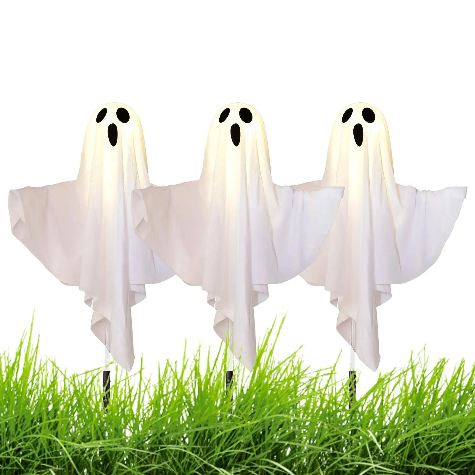 ハロウィンゴーストデコレーション-3個セット-不気味な防水アンビエント照明-ゴーストハロウィンデコレーション-ソーラーライト-ポーチガーデンヤードツリー用