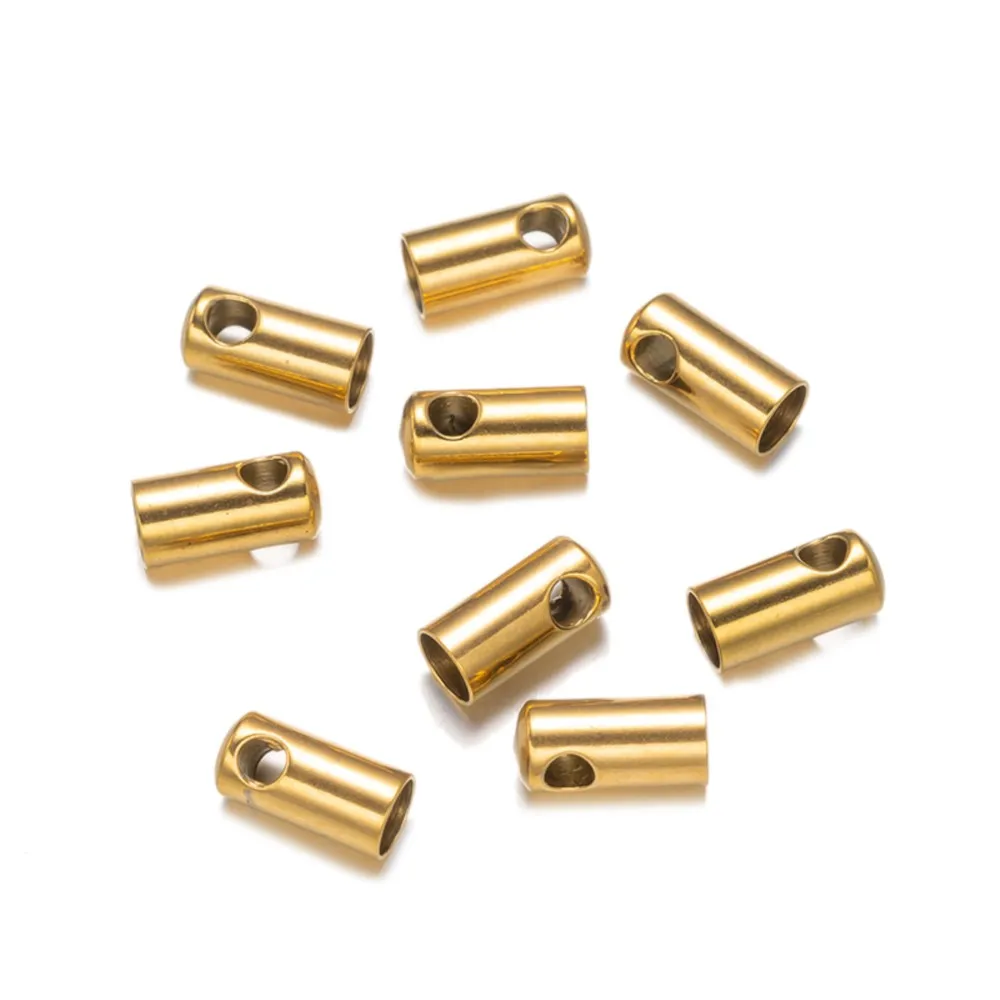 10Pcs 1/2/3/4mm Stainless Steel End Caps Crimp Clasps Connector For DIY Necklace Bracelet Leather Cord Jewelry Making Accessorie