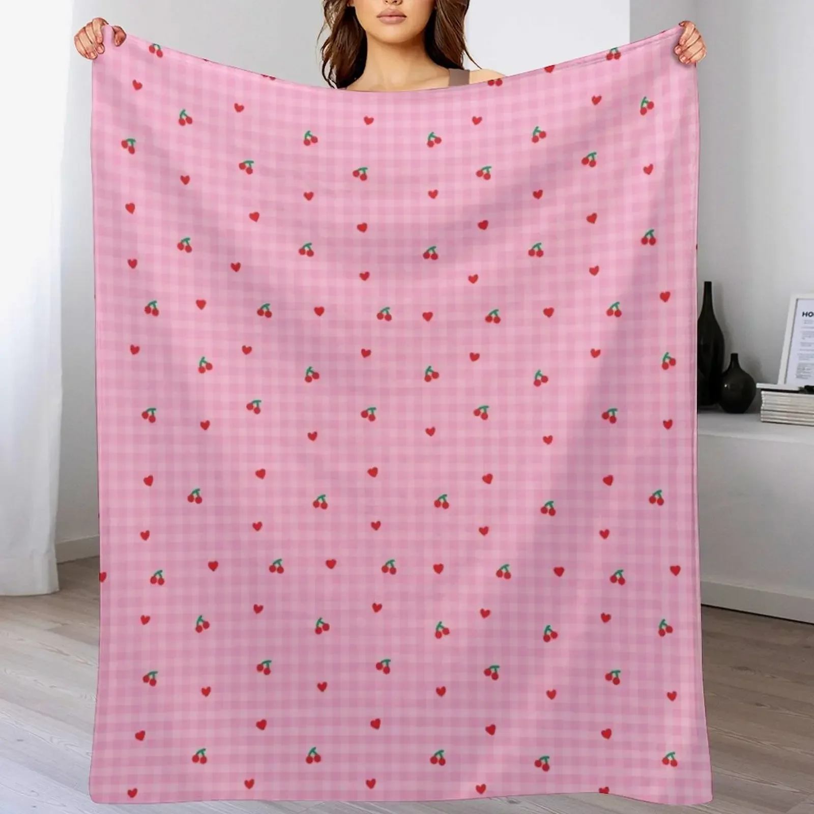 

Love Cherries Throw Blanket Portable Lightweight Blanket for Travel Camping