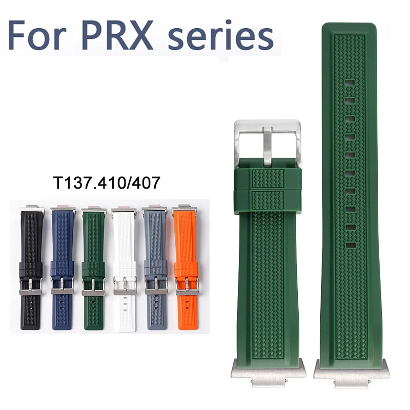 Liquid Silicone Strap for Tissot PRX Powermatic 40mm Men Texture Sport Waterproof Quick Release Replace Watch Band for T137.410