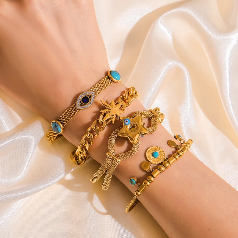 EILIECK 316L Edelstahl Armband in Goldfarbe für Damen, schlichter Stil, Gliederkette, trendiges, modisches, nicht ausbleibendes Schmuckstück, Geschenk. – Detail 7
