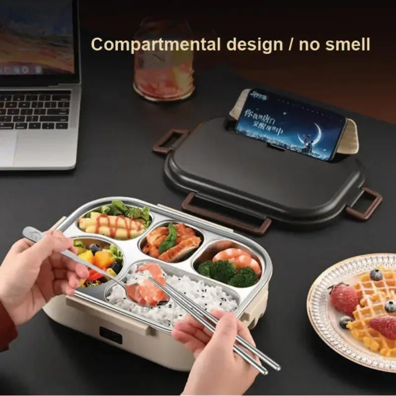 12V/220V Home Electric Lunch Box Portable 304 Stainless Steel Quick Food Heating Bento Lunch Box Car Keep Warm Lunch Box 1200ml