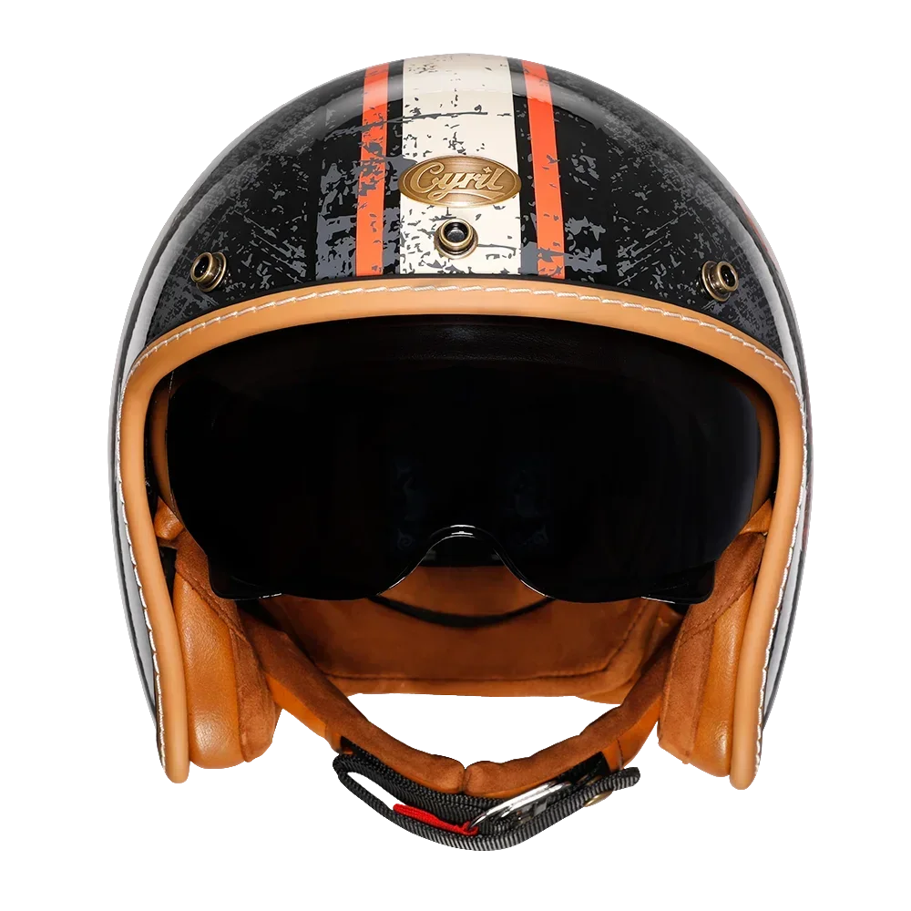 Retro 3/4 Open Face Half Motorcycle Helmet CYRIL B206 Lightweight Adult Vintage Jet Helmet for Men Women DOT ECE Approved