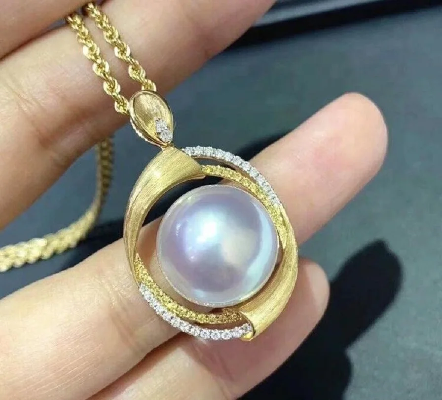 Gorgeous and huge AAAAA 12-13mm natural South China Sea white gemstone pearl pendant necklace