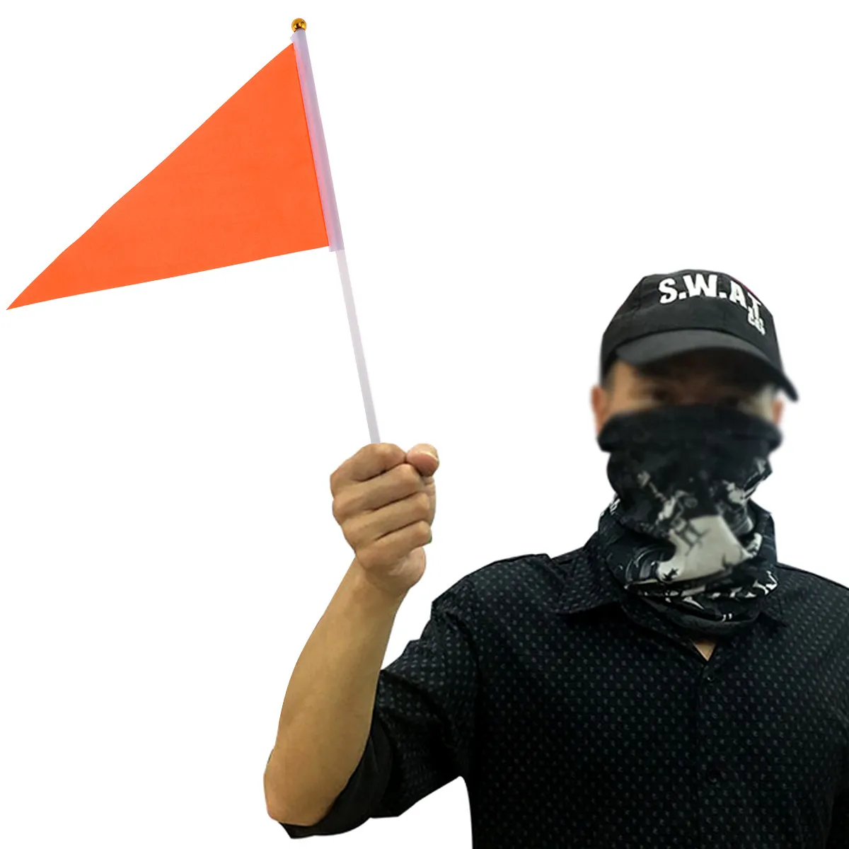 50Pcs Small Triangular Hand Flags Pure Color Polyester Lightweight Portable for Party Sports Meeting Election Cheer