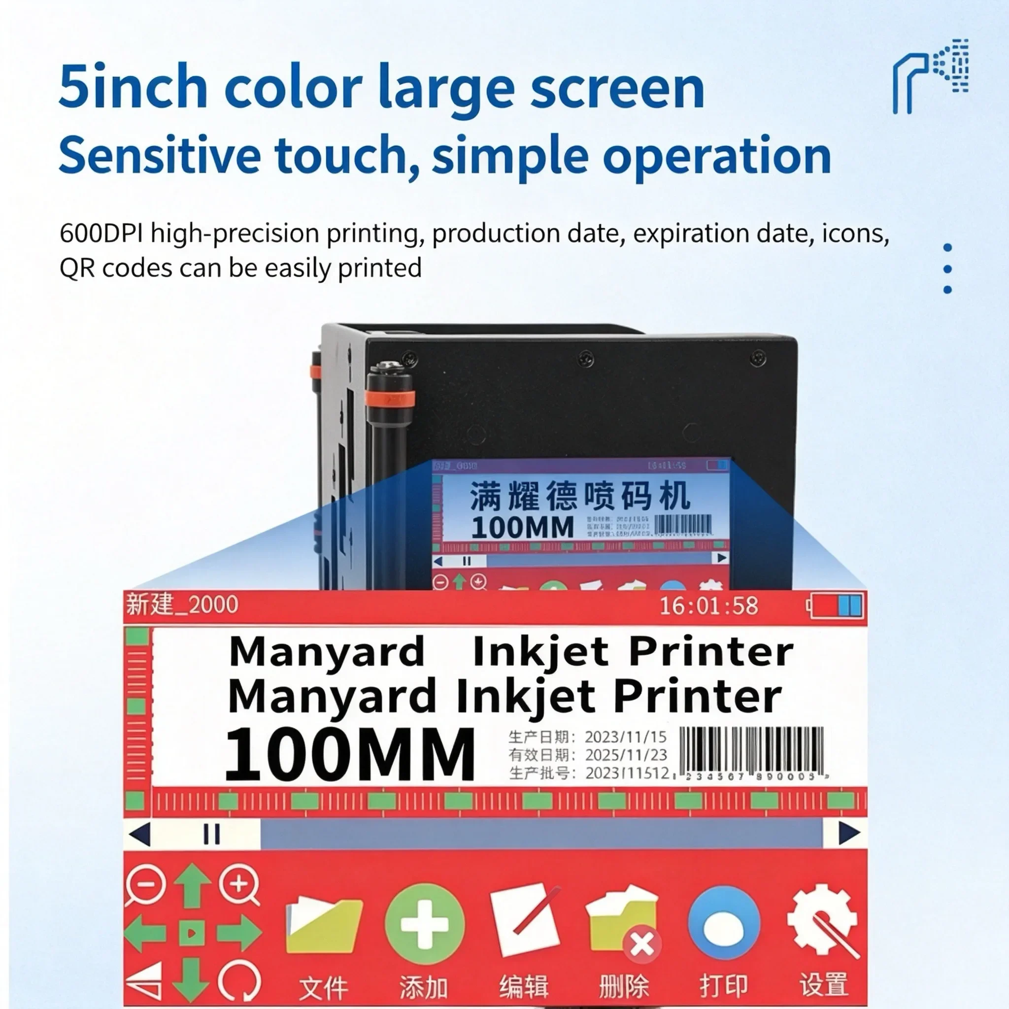 Wandejiu 100mm Handheld Inkjet Marking Machine for Large Characters on Cartons Wood Boards Cement Floor Barrels And Woven Bags