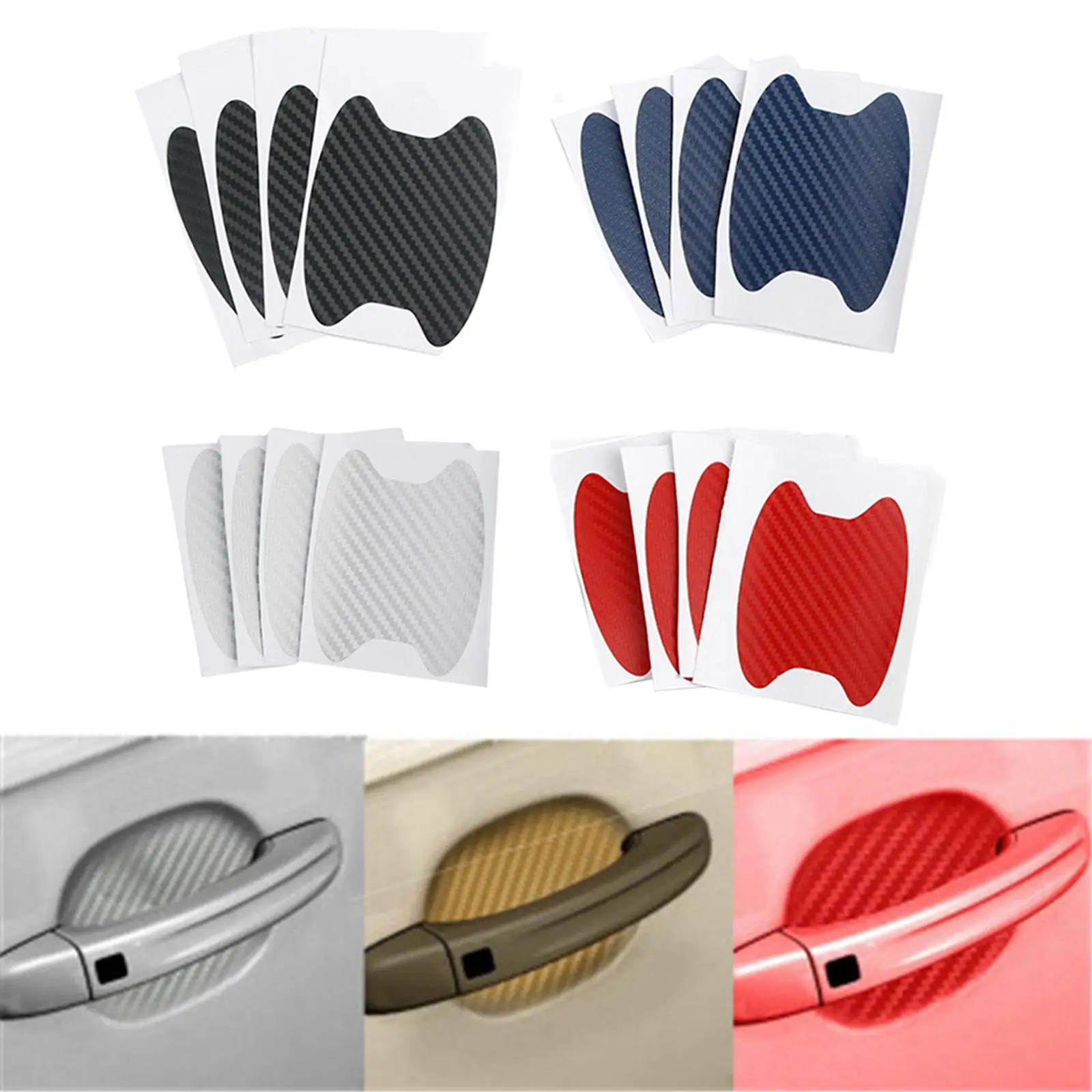 4 Fiber Car handle for door Sticker, handle for door Protective Film Guard Film Door Cup Protector Anti Scratches