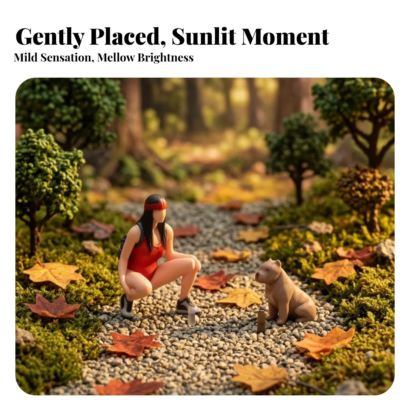 2 Pieces Miniature Scene with Dog Resin Crouching Female Figure Women and Dog Figures Painted Figurines Static
