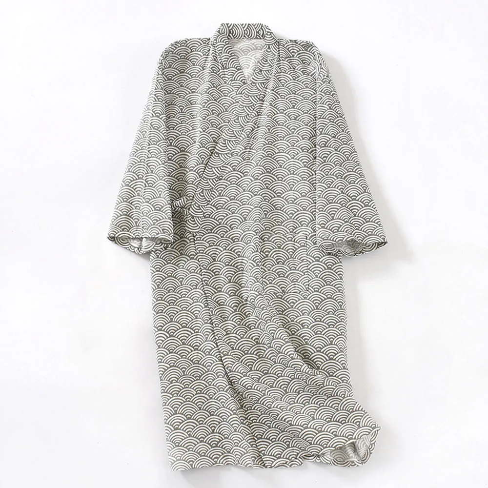 New Cotton Robe Long Kimono Japanese Traditional Men's Nightgown Sleepwear Yukata Comfortable Home Dress Bathrobe Pajamas