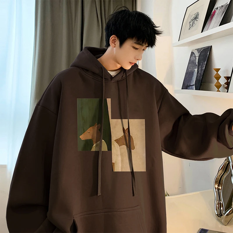 

Мужская толстовка оверсайз свободного кроя в американском стиле, модная, повседневная, удобная, большого размера, для осени