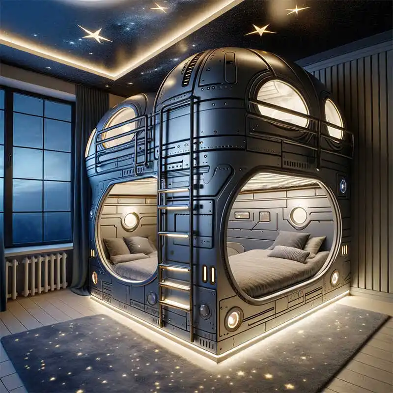 

Верхние и нижние кровати космической капсулы Детские кровати Двухъярусные кровати Высокий и низкий домик Castle Tree для мамы и ребенка