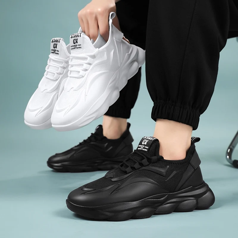 Men's Breathable Mesh Running Trainers With Durable Thick Sole_voghion.com