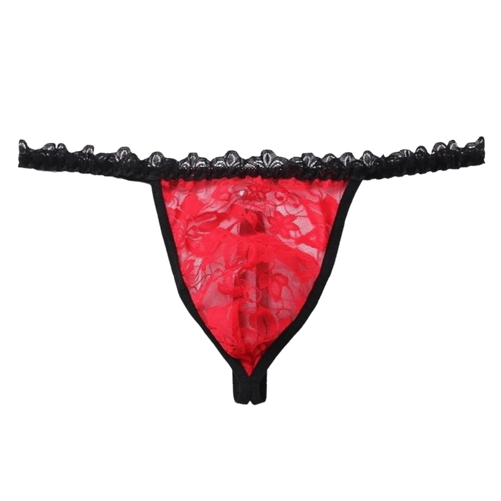 Breathable Mesh Men's Thong Transparent Low Waist Triangle Panties Hollow Out Male Lingerie T-back Briefs Date Night