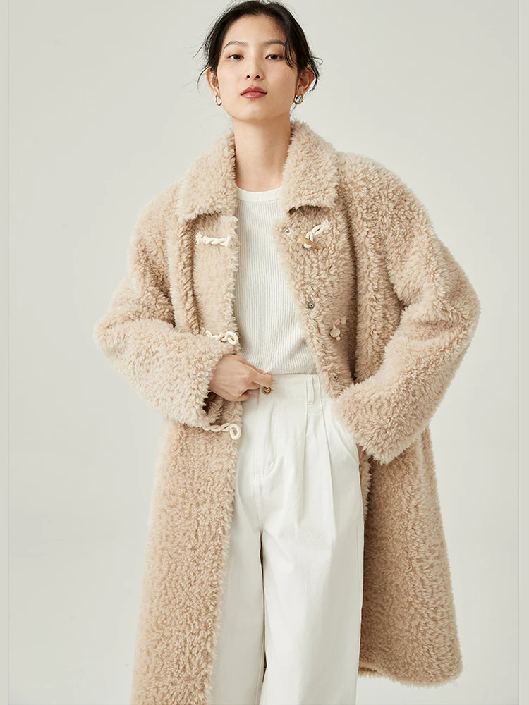 

Women Winter Casual Wool Coat 2022 Sheep Shearling Coat Female Long Fur Coat Korean Style Fashion Warm Overcoat