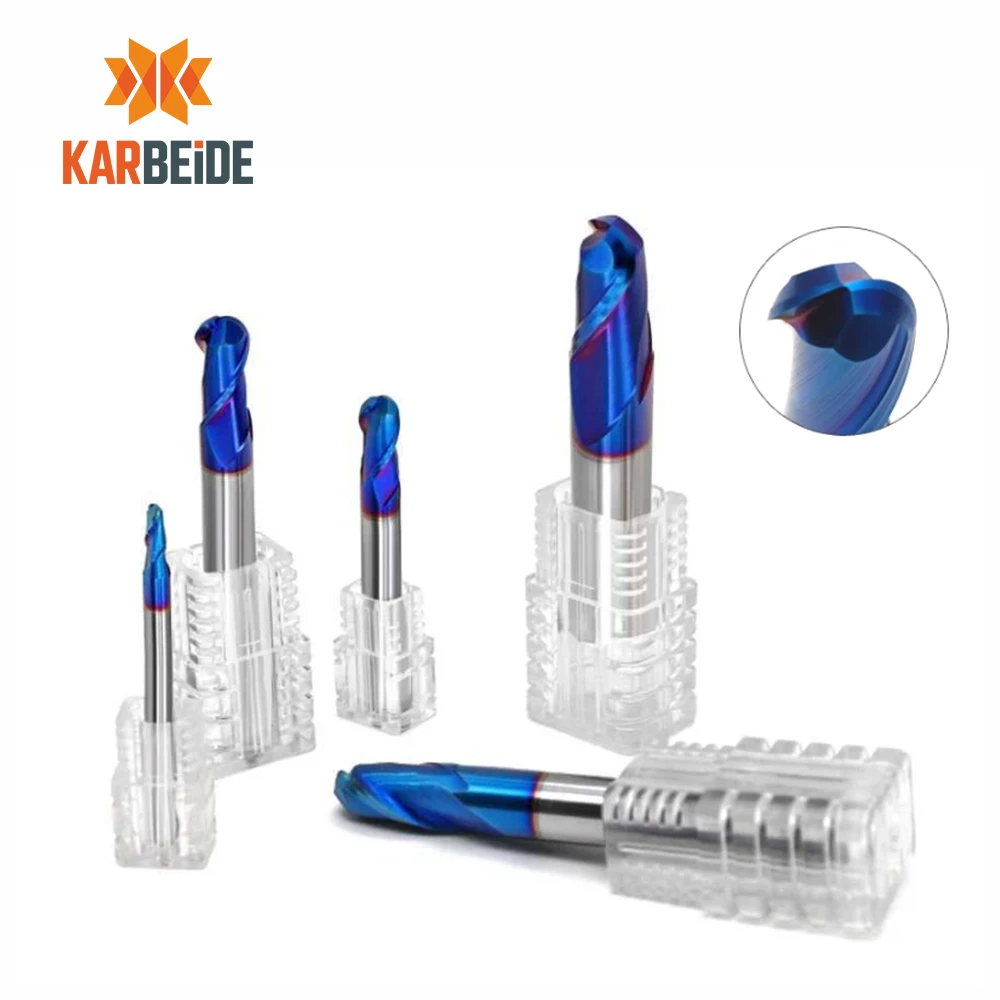 

В наличии! Фреза концевая сферическая HRC65 из цельного твердосплава, 2 зуба, с нанопокрытием, размер R8x32xD16x100L