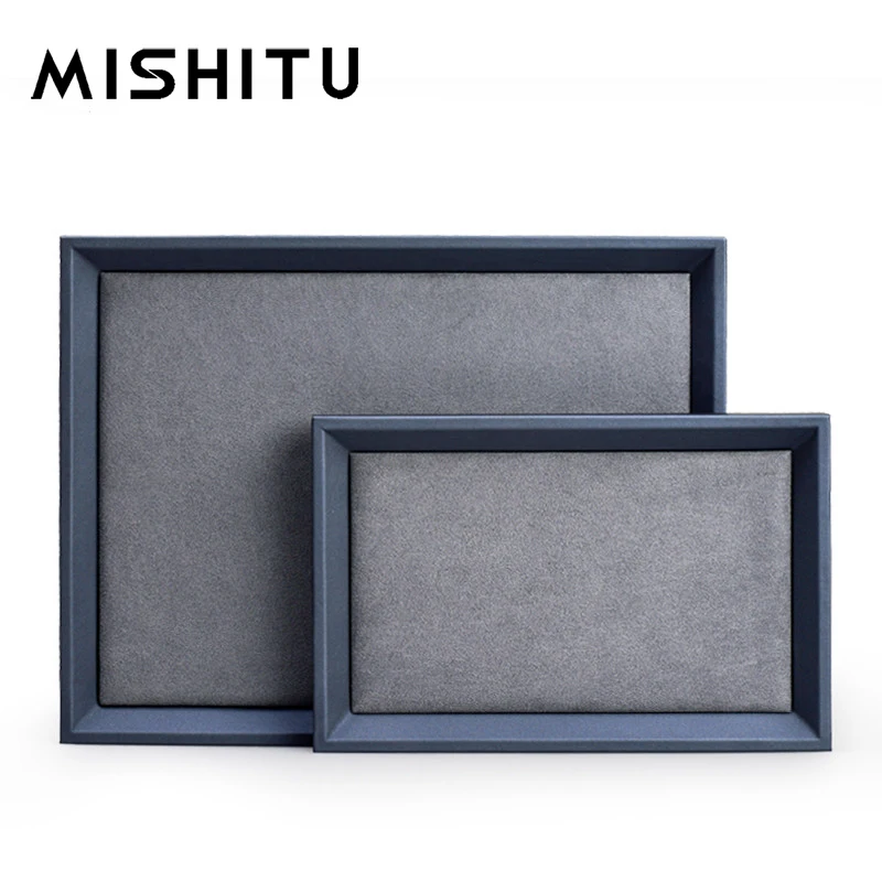 MISHITU Premium Leather Jewelry Display Tray Jewelry Stand Shop Window Ring Earring Necklace Display Props Jewellry Storage Tray