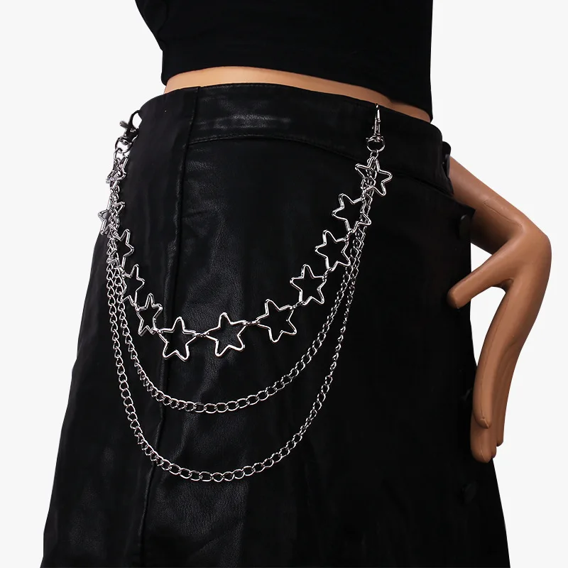 

Fashionable Star Personality Waist Chain Trendy Hip Hop Metal Pants Chain Multi-Layered Chain Key Holder Accessory Belt