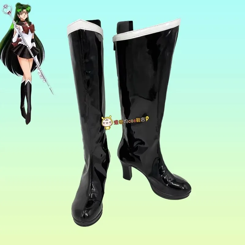 

JP Anime Meiou Setsuna Cosplay Shoes Handmade Leather Black Boots