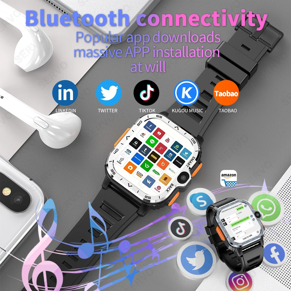 Men Women Smartwatch KOM7 Outdoor Upgrades 4G LTE Smart Watch 4GB+64GB 8MP Dual Cameras GPS WIFI Google Play SIM Card Sports